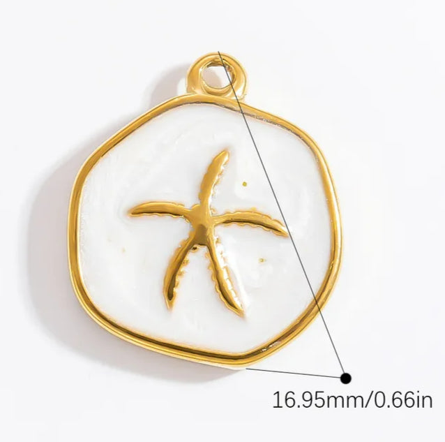 Starfish charm white & pink image 0