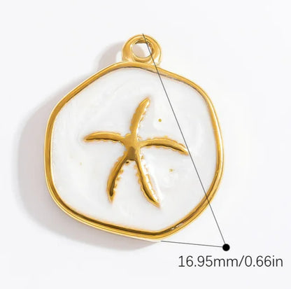 Starfish charm white & pink image 0