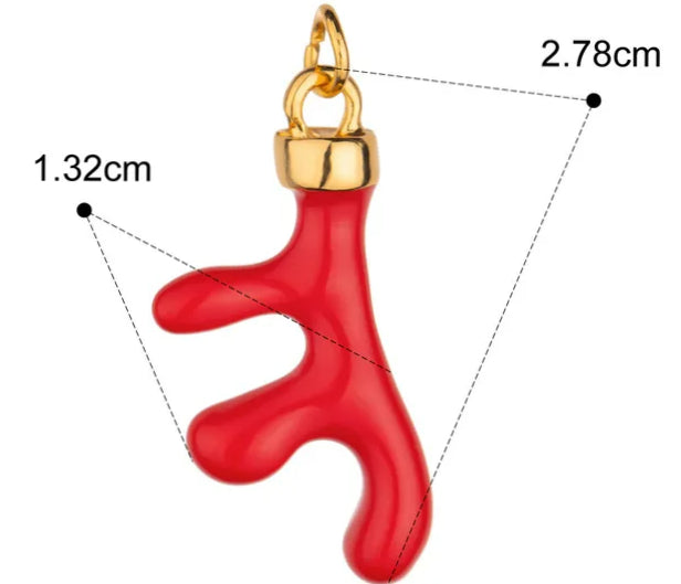 Large Red and White Coral charm image 2